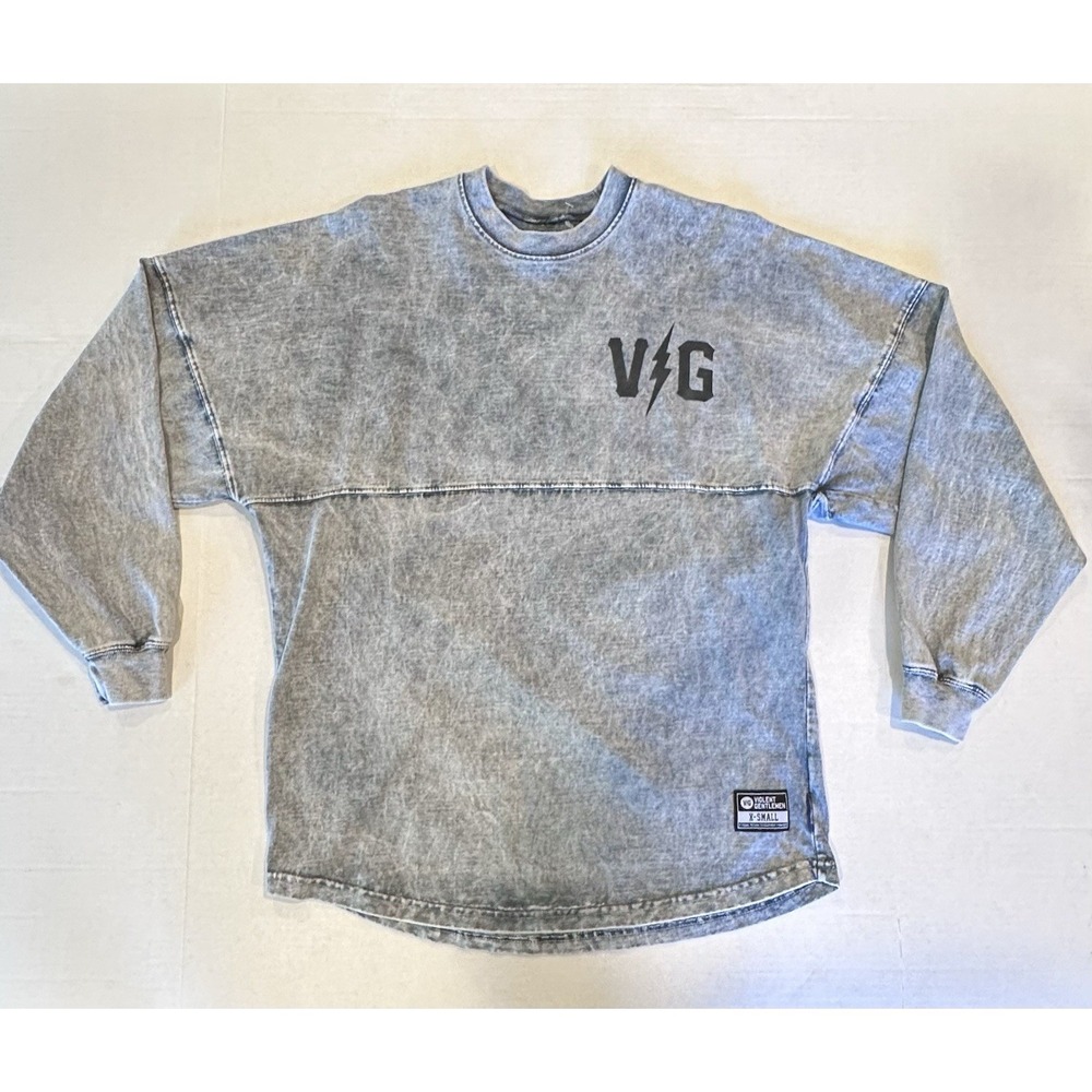 Violent Gentlemen Hockey Club Acid Washed Gray Black Long Sleeve Shirt  Size XS